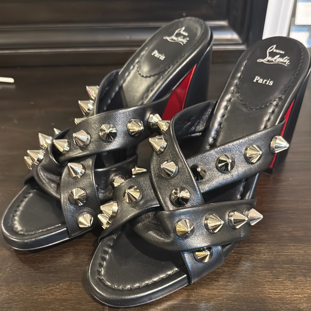 Christian Louboutin Black Studded Mules